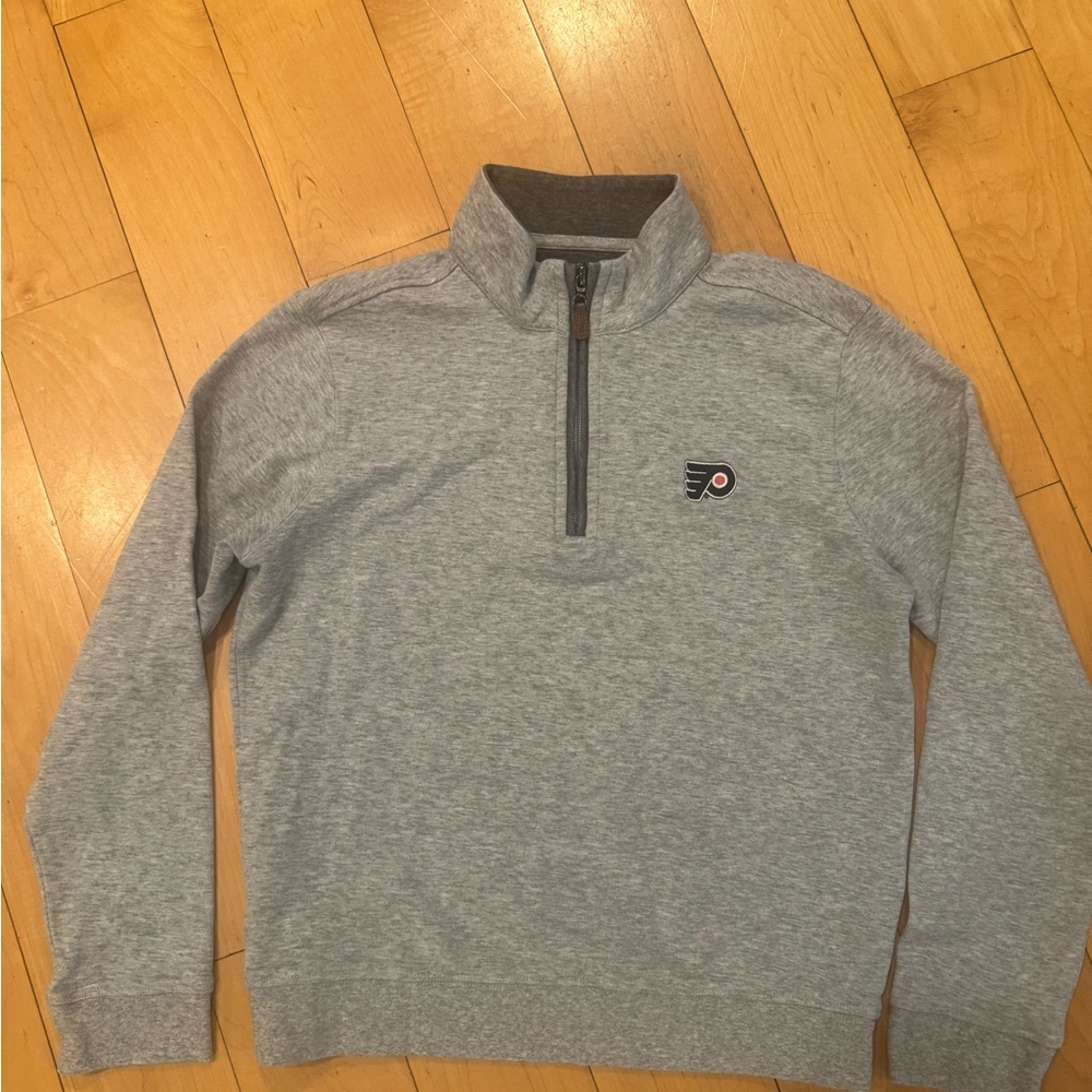 johnnie-O Heather Gray Quarter-Zip Philadelphia Flyers logo